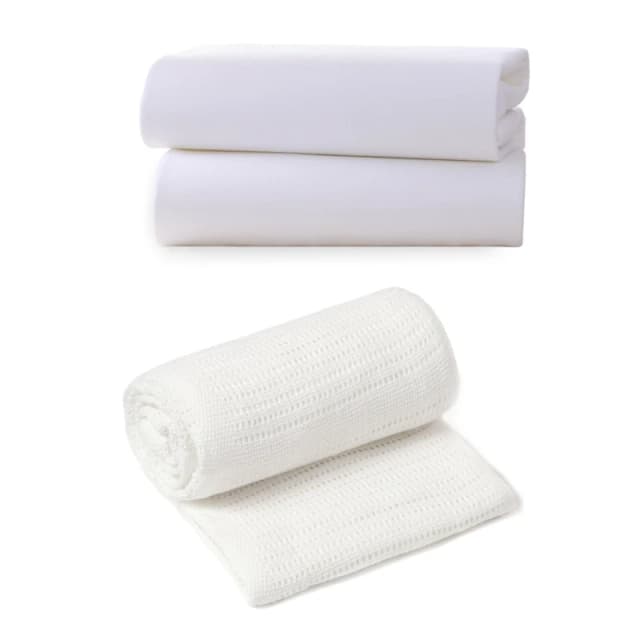 Clair De Lune Clair de Lune Cot Bed Sheets & Cellular Blanket - White White One Size