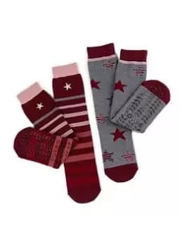Totes 2 Pack Original Slipper Sox - Star Stripe