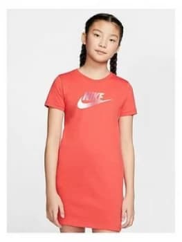 Nike Girls Futura T-Shirt Dress - Red Size M 10-12 Years, Women