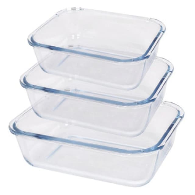 Argon Tableware 3Pc Rectangular Glass Cake Dish Set - 3 Sizes