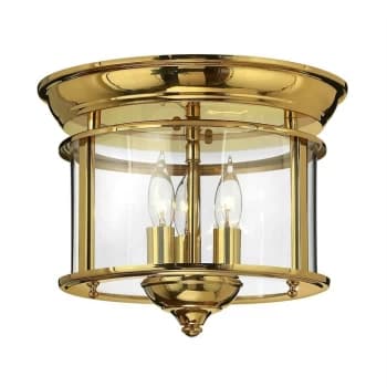 Gentry - 3 Light Flush Mount Ceiling Light Polished Brass, E14 - Elstead