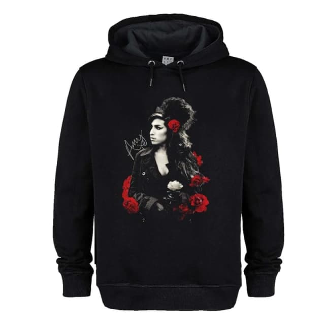 Amplified Mens Poses With Roses Amy Winehouse Hoodie in Black Size: XS Black Male XS