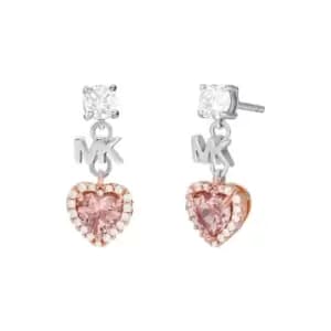 Michael Kors Ladies Michael Kors Silver Love Heart Earrings - Silver