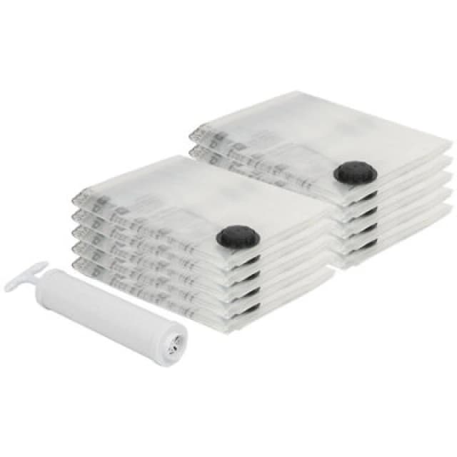 Harbour Housewares 10X Vacuum Storage Bags & Pump Set - Xl (90 X 120Cm) - Reusable Clothes Space Saver Organiser Zip Lock Bag