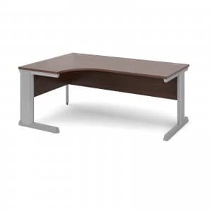 Vivo Left Hand Ergonomic Desk 1800mm - Silver Frame Walnut Top