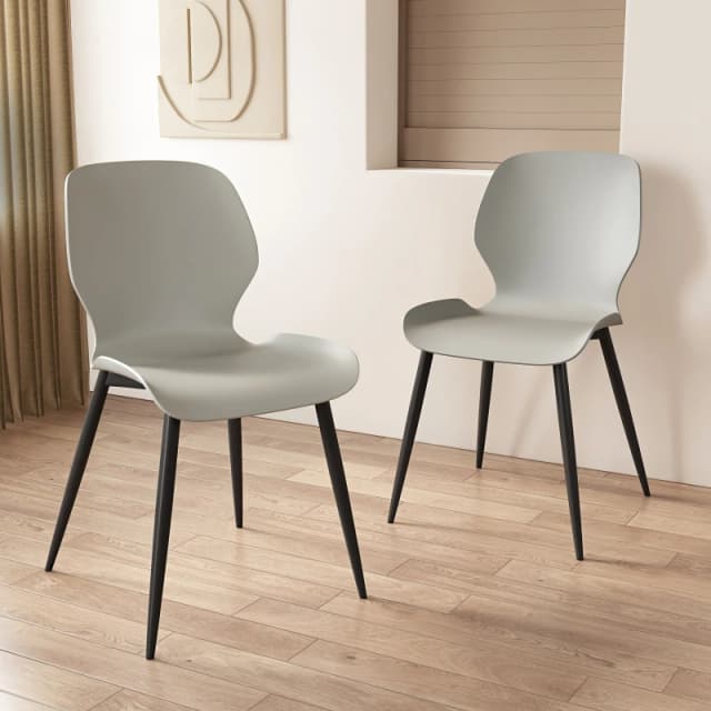 Core Products Pair of Carnaby Contoured Plastic Kitchen Chairs with Black Metal Legs in Grey Size: 2 Pack Grey Unisex 2 Pack