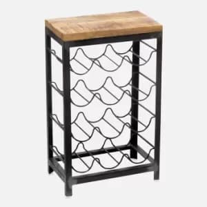 Nkuku Obra Industrial Wine Rack - Mango Wood & Iron