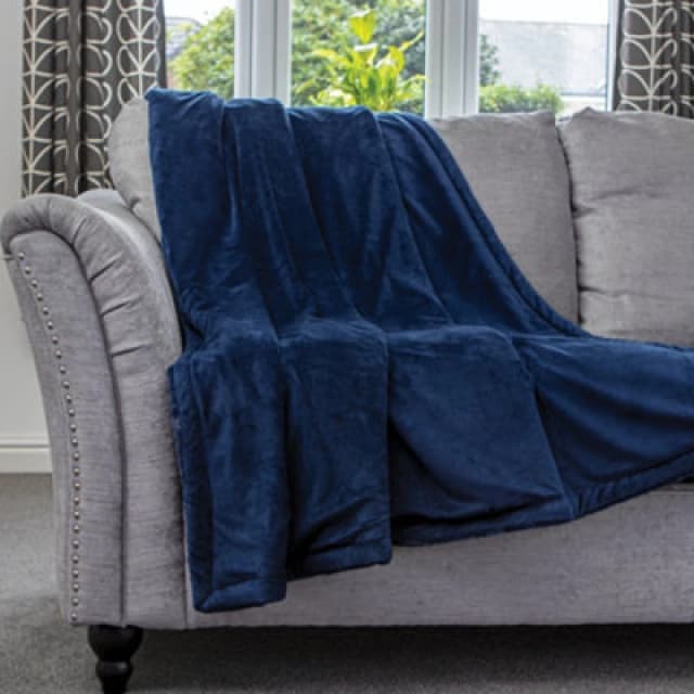 Dreamcatcher Faux Fur Throw Overblanket 160 X 130Cm - Navy Blue DFBNB