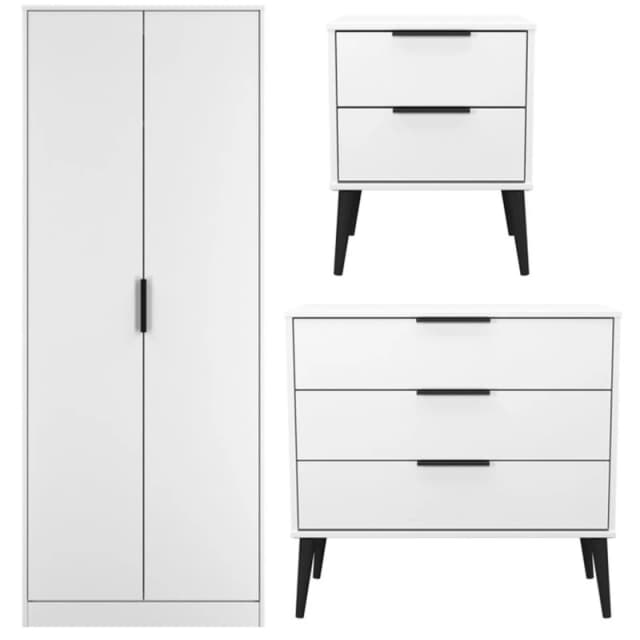Ready Assembled 2 U Tulsa 3 Piece Bedroom Furniture pack (Ready Assembled) in White Size: Large White Unisex Large