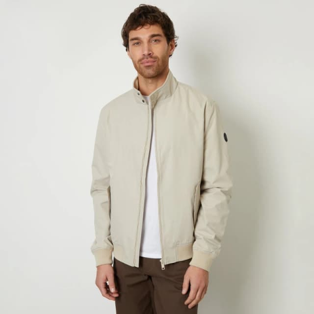 Threadbare Zip Up Harrington Style Jacket Stone