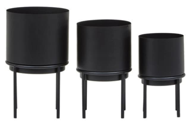 Orsina Avento Set Of Three Black Finish Planters