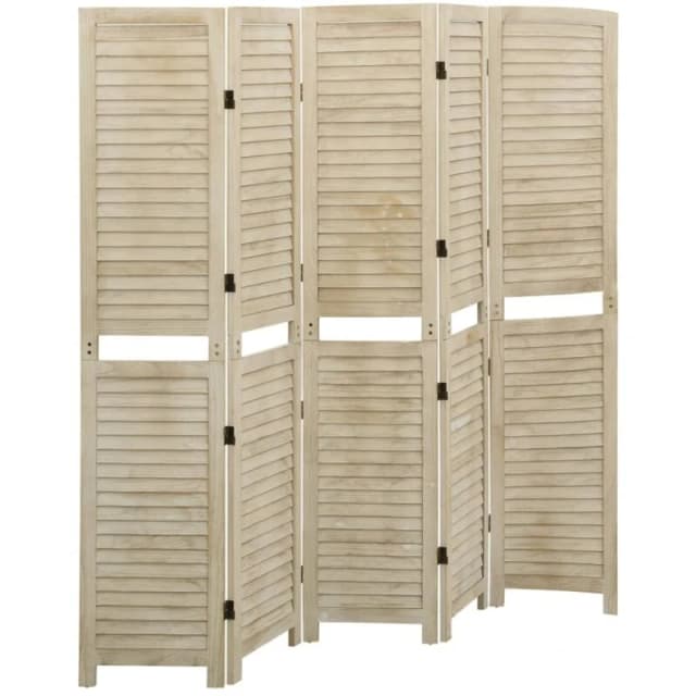 VIDAXL 5-Panel Room Divider 175x165cm Solid Wood Paulownia Vidaxl 8720286655139