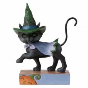 Walking Black Cat with Witch's Hat Mini Figurine