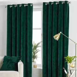 Paoletti Verona Crushed Velvet Eyelet Curtains (46in x 54in) (Emerald Green)