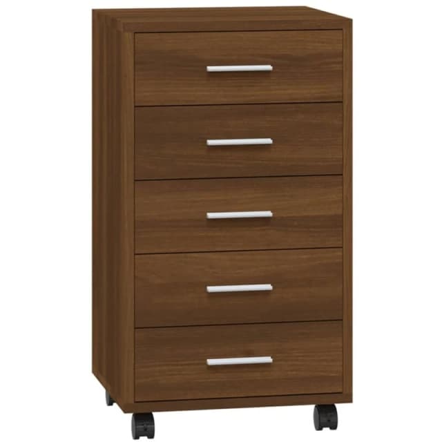 vidaXL Drawer Cabinet With Castors Brown Oak Engineered Wood, Brown 342676