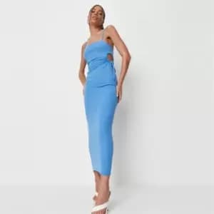 Missguided Out Ruched Waist Maxi - Blue