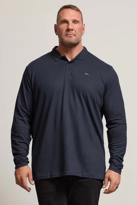 BadRhino BadRhino Men Long Sleeve Polo Shirt in Dark Navy Size: 4X-Large Dark Navy 4XL Male 5057147734188