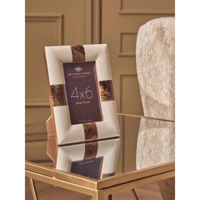 Fifty Five South Decio 4" x 6" Cream And Brown Finish Photo Frame Brown Cream unisex 21 x 16 x