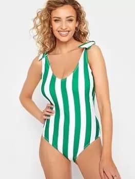 Long Tall Sally Green Stripe Swimsuit, Green, Size 12, Women