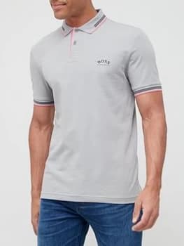 Hugo Boss Athleisure Paul Stretch Pique Curved Logo Polo Shirt Grey Size L Men