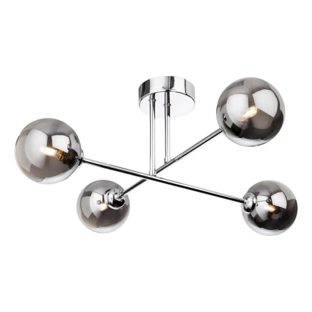 Firstlight Lando 4-Light Semi-Flush Ceiling Light Smoked in Chrome