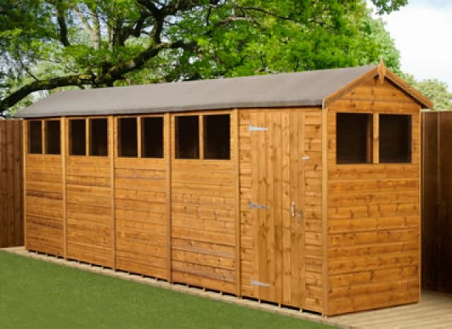 Empire Sheds Empire Modular Apex 4X20 Dipped Treated Tongue And Groove Wooden Garden Shed Windows (4' X 20' / 4ft X 20ft) (4X20)