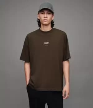 AllSaints Mens Burman Crew T-Shirt, Meadow Brown, Size: M