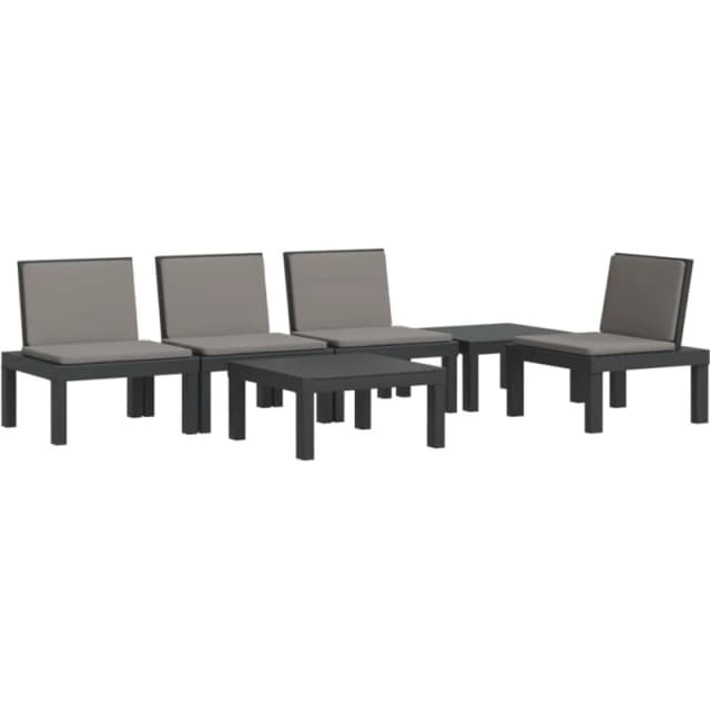 vidaXL 6 Piece Garden Lounge Set w/ Cushions Anthracite PP, Grey 3190450