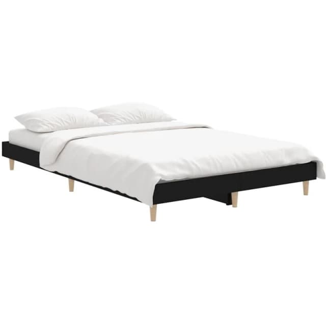 VIDAXL Bed Frame without Mattress Black 120x190cm Small Double Engineered Wood Vidaxl 8720845795719