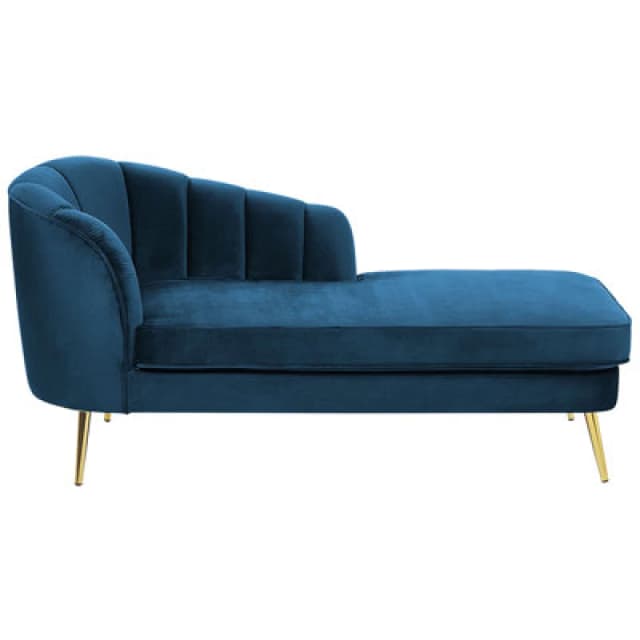 Beliani Left-Hand Chaise Lounge Allier Velvet Navy Blue