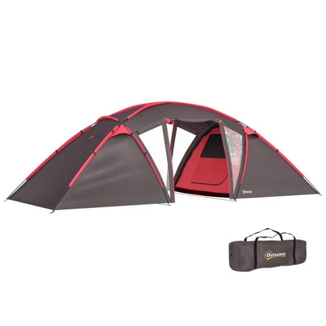 Outsunny Outsunny 4-6 Man Family Camping Tent w/ 2 Bedrooms, a Living Room - Grey