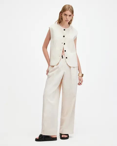 AllSaints Payton Pinstripe Linen Blend Waistcoat