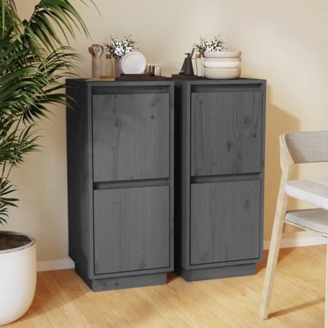 VIDAXL Vidaxl - Sideboards 2 pcs Grey 31.5x34x75cm Solid Wood Pine 8720286842119