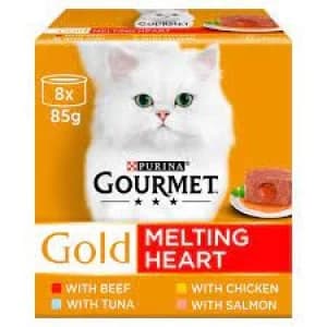 Purina Gourmet Gold Melting Heart Meat and Fish Cat Food 8 x 85g