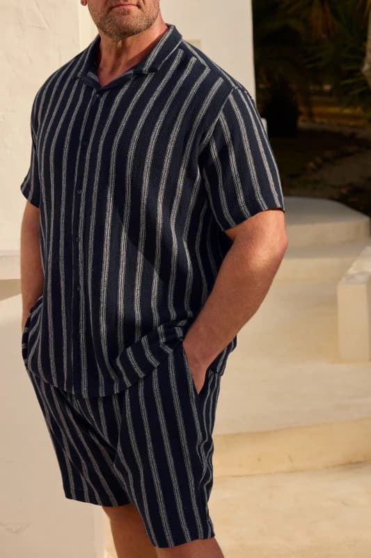 BadRhino BadRhino Men Elasticated Striped Shorts in Dark Navy Size: 2X-large Dark Navy XXL Male 5063589125743