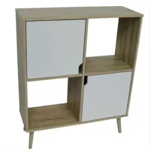 Open Sideboard Cube Shelving With 2 Doors - Oak / White - Oak / White - Watsons