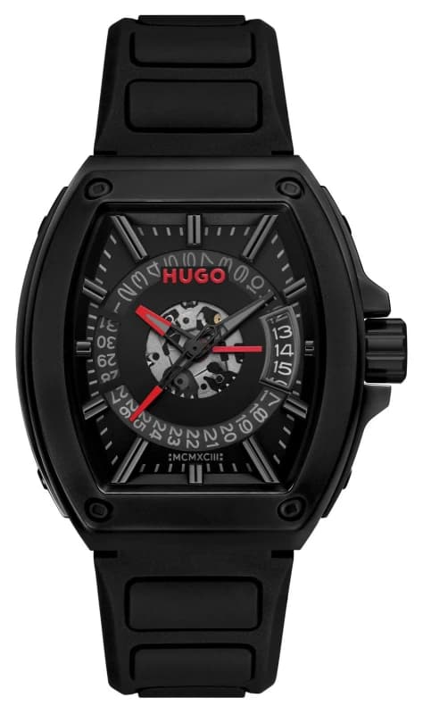 HUGO 1530436 #ICON 3H (40mm) Black Dial / Black Silicone Watch