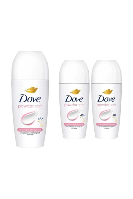 Dove Powder Roll On 'Antiperspirant' 48H Sweat & Odour Protection, 3x50ml White
