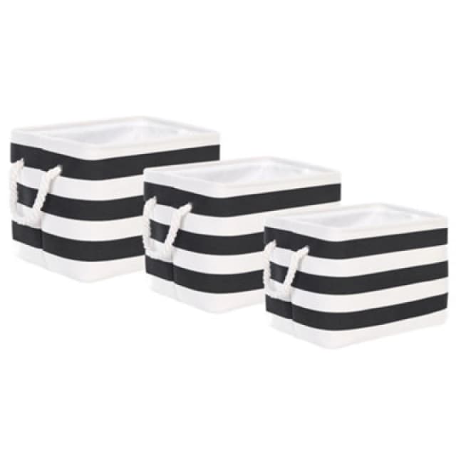 Beliani Set Of 3 Baskets Darqab Cotton Black/ White