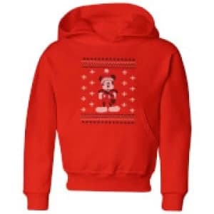 Disney Mickey Scarf Kids Christmas Hoodie - Red - 11-12 Years