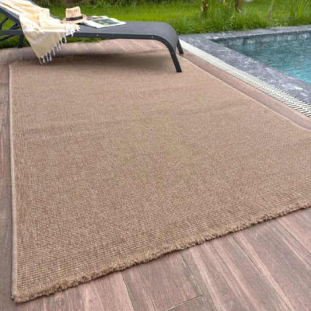 THE RUGS Jute Looking Square Dots Design Outdoor Rugs in Neutral for Garden Patio Nature 5200N in Natural Size: 80cm x 150cm Natural Unisex 80 cm