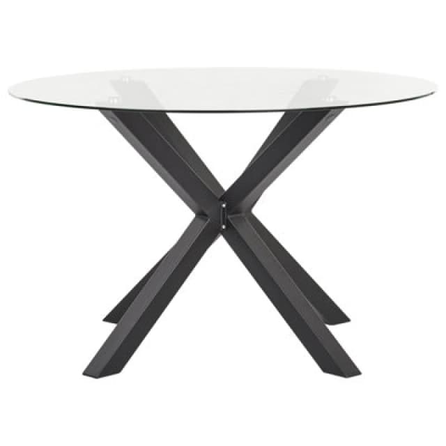 Beliani Garden Dining Table Maletto 120 Cm 120 Cm Glass Black