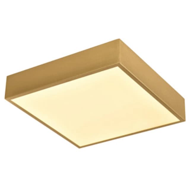 Happy Homewares Modern 25W LED Flush Square Ceiling Light In Brushed Gold With Opal Diffuser