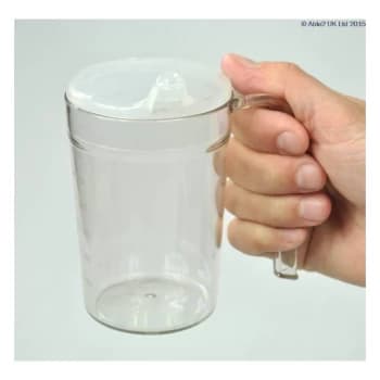 Clear Drinking Cup with handle & 2 lids 280ml