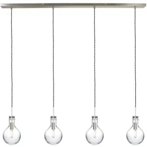 Sienna Elegance Straight Bar Pendant Ceiling Light Steel Brushed, Glass Transparent