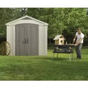 Keter Factor 8 x 8ft Double Door Outdoor Apex Plastic Garden Shed