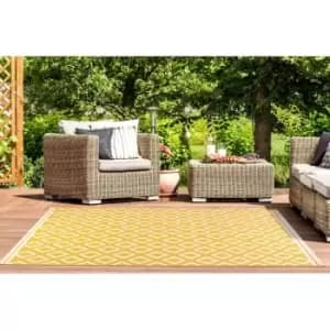 Lord Of Rugs - Terrace Diamond Modern Geometric Flatweave Outdoor Rug in Gold 120 x 170cm (4'x5'6')
