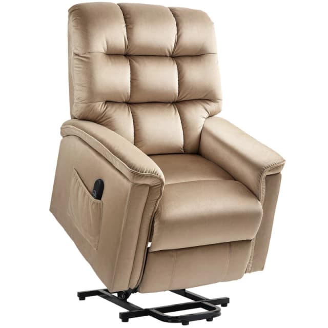 HOMCOM Power Lift Recliner Chair for Elderly w/ Remote Control, Champagne Beige