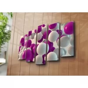 5PATK-157 Multicolor Decorative Canvas Painting (5 Pieces)