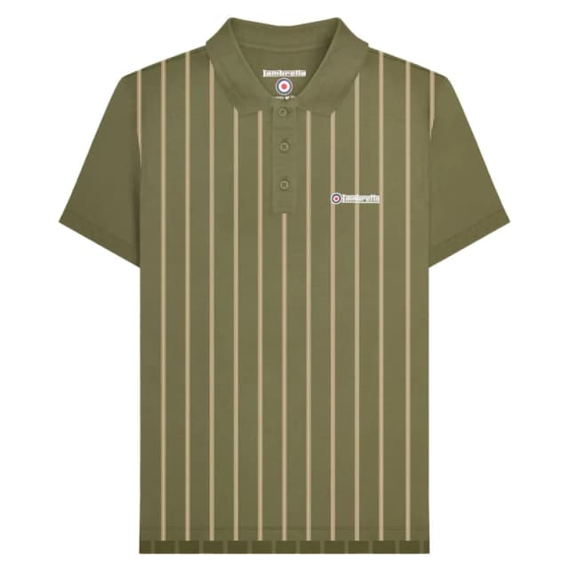 Lambretta Lambretta Men Pinstripe Polo Shirt in Light Khaki Size: Medium Light Khaki M Male 5063703652780